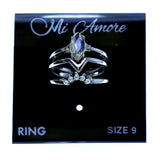 Mi Amore 3 PC  Sized-Ring Silver-Tone/Clear Size 9.00