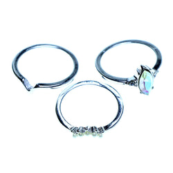 Mi Amore 3 PC  Sized-Ring Silver-Tone/Clear Size 8.00