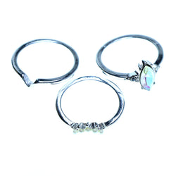 Mi Amore 3 PC  Sized-Ring Silver-Tone/Clear Size 10.00