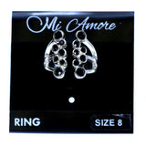 Mi Amore Sized-Ring Silver-Tone/Black Size 8.00