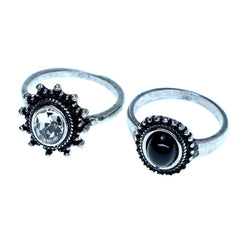 Mi Amore 2 PC  Sized-Ring Silver-Tone/Clear Size 9.00