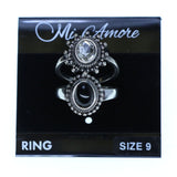 Mi Amore 2 PC  Sized-Ring Silver-Tone/Clear Size 9.00