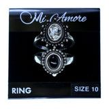 Mi Amore 2 PC  Sized-Ring Silver-Tone/Clear Size 10.00