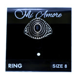 Mi Amore Sized-Ring Silver-Tone/Black Size 8.00