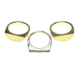 Mi Amore 3 PC  Sized-Ring Gold-Tone/Clear Size 9.00