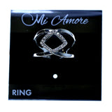 Mi Amore Double band Diamond shape Sized-Ring Silver-Tone & Clear Size 9.00