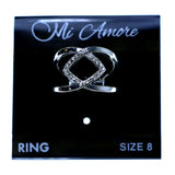 Mi Amore Double band Diamond shape Sized-Ring Silver-Tone & Clear Size 8.00