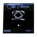 Mi Amore Double band Diamond shape Sized-Ring Silver-Tone & Clear Size 7.00
