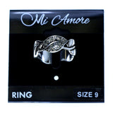 Mi Amore Crystal leaf Sized-Ring Silver-Tone/Clear Size 9.00