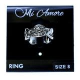Mi Amore Crystal leaf Sized-Ring Silver-Tone/Clear Size 8.00