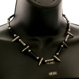 Mi Amore Gothic Bullet Charm Statement-Necklace Black & Silver-Tone