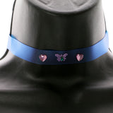 Mi Amore Butterfly Hearts Choker-Necklace Multicolor & Blue