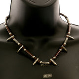 Mi Amore Gothic Bullet Charm Statement-Necklace Brown & Silver-Tone