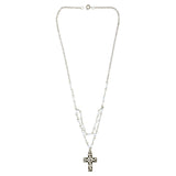 Mi Amore Cross Pendant-Necklace Silver-Tone/Blue