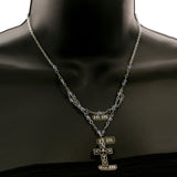 Mi Amore Cross Pendant-Necklace Silver-Tone/Blue