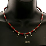 Mi Amore Spikes Statement-Necklace Silver-Tone/Red