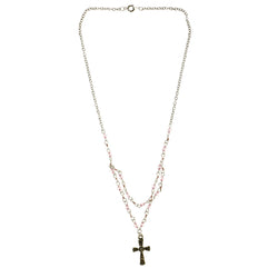 Mi Amore Cross Pendant-Necklace Silver-Tone/Purple