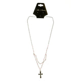 Mi Amore Cross Pendant-Necklace Silver-Tone/Purple