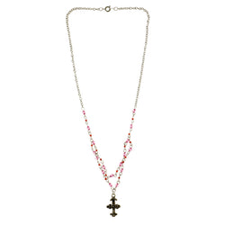 Mi Amore Cross Pendant-Necklace Silver-Tone/Multicolor