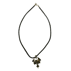 Mi Amore Dragon Gothic Pendant-Necklace Silver-Tone & Black