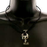 Mi Amore Dragon Gothic Pendant-Necklace Silver-Tone & Black