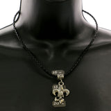 Mi Amore Skull Pentagram Gothic Pendant-Necklace Silver-Tone & Black