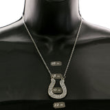 Mi Amore Horseshoe Glitter Pendant-Necklace Silver-Tone