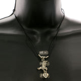 Mi Amore Bird Snake  Pendant-Necklace Silver-Tone & Black