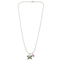 Mi Amore Butterfly Pendant-Necklace Purple/Silver-Tone