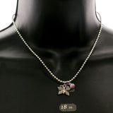 Mi Amore Butterfly Pendant-Necklace Purple/Silver-Tone