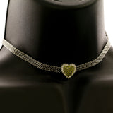 Mi Amore Heart Choker-Necklace Green/Silver-Tone