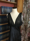 Black Semi Sheer Side Slit Tie Nightgown