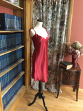 Silky Red Tie Strap Chemise with Lace