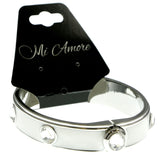 Mi Amore Studded Clasp Cuff-Bracelet White/Silver-Tone