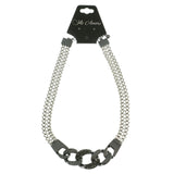 Mi Amore Adjustable Choker-Necklace Black/Silver-Tone