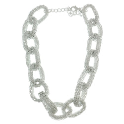 Mi Amore Adjustable Link Collar-Necklace White