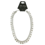 Mi Amore Adjustable Collar-Necklace Silver-Tone/White