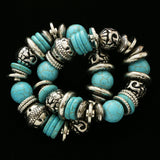 Erica Lyons Turquoise Stretchy Bracelet-Set Silver-Tone and Blue