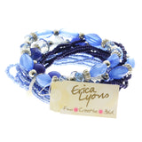 Erica Lyons Elastic Bracelet-Set Blue/Silver-Tone