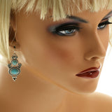 Erica Lyons Turquoise Cabachon Dangle-Earrings Silver-Tone/Blue