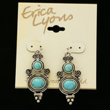 Erica Lyons Turquoise Cabachon Dangle-Earrings Silver-Tone/Blue