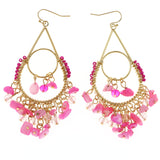 Erica Lyons Beads Acrylic Shells Dangle-Earrings Gold-Tone & Pink