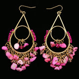 Erica Lyons Beads Acrylic Shells Dangle-Earrings Gold-Tone & Pink