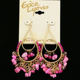 Erica Lyons Beads Acrylic Shells Dangle-Earrings Gold-Tone & Pink