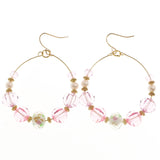 Erica Lyons Rose Picture Bead Dangle-Earrings Gold-Tone/Pink