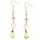 Erica Lyons Rose Picture Bead Dangle-Earrings Gold-Tone/Pink