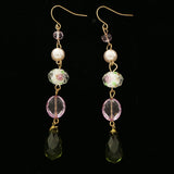 Erica Lyons Rose Picture Bead Dangle-Earrings Gold-Tone/Pink