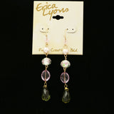 Erica Lyons Rose Picture Bead Dangle-Earrings Gold-Tone/Pink