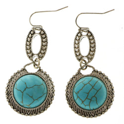 Erica Lyons Acrylic Stone with Viens Dangle-Earrings Silver-Tone/Blue