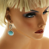Erica Lyons Acrylic Stone with Viens Dangle-Earrings Silver-Tone/Blue